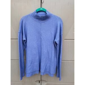 Tahari Periwinkle Mock Neck Long Sleeves Pullover Jumper Sweater Side Slits Sz S